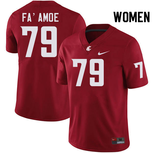 Women #79 Fa'alili Fa'amoe Washington State Cougars College Football Jerseys Stitched-Crimson